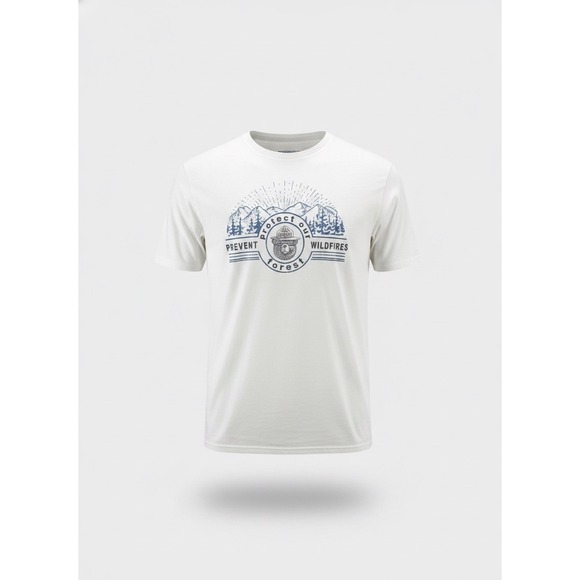 Smokey Bear Other - Smokey Bear Prevent Wildfires Graphic T-Shirt Mens White Short Sleeve Tee